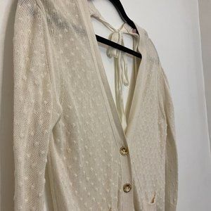 JUICY COUTURE, open back cardigan, silk, size S, cream